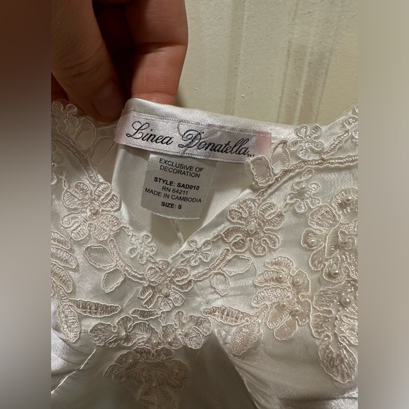 Linea Donatella Satin Bridal Chemise Nightgown White Embellished Beaded ,Small - Picture 4 of 8